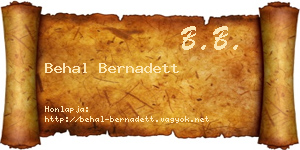 Behal Bernadett névjegykártya